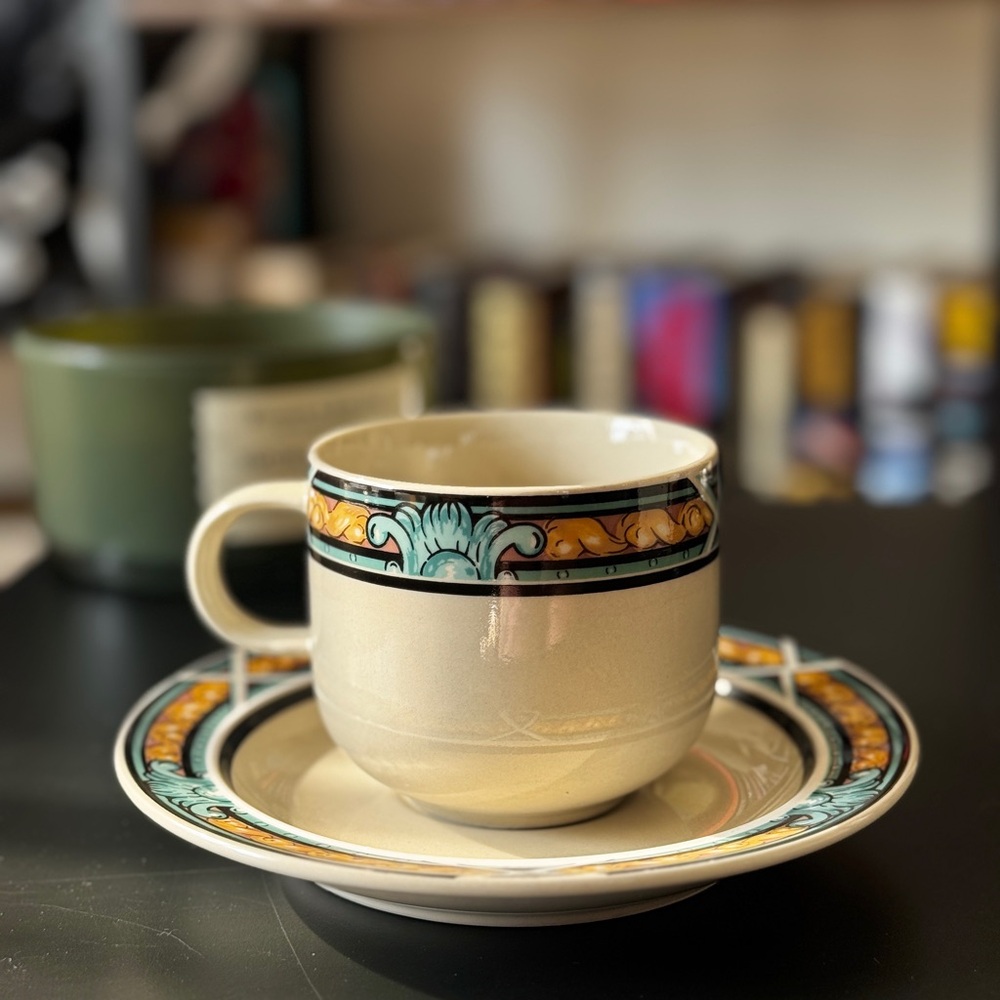 Decorative Tienshan Tea Set with Colorful Border
